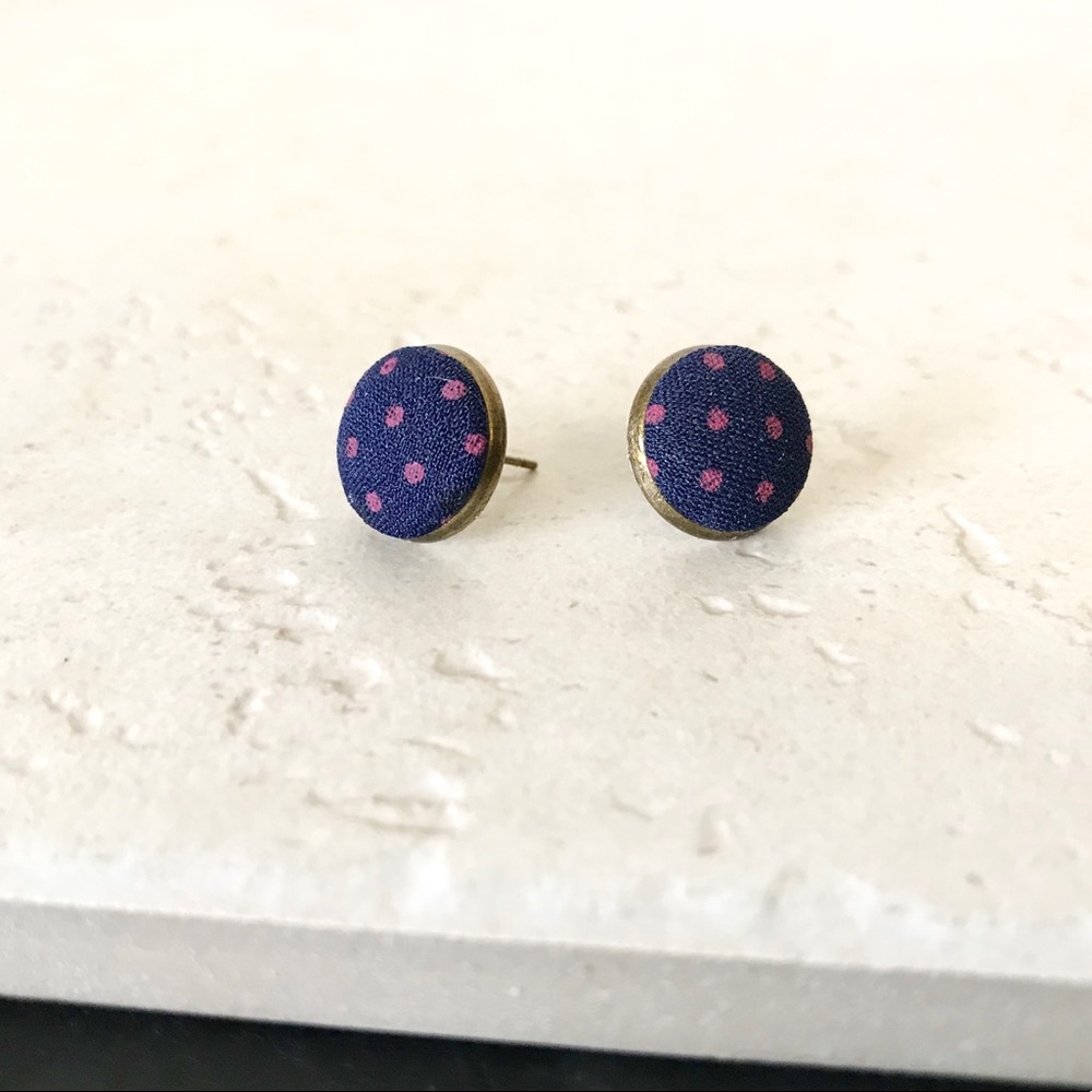 Navy polka dot earrings 3/15 - Picture 2 of 5